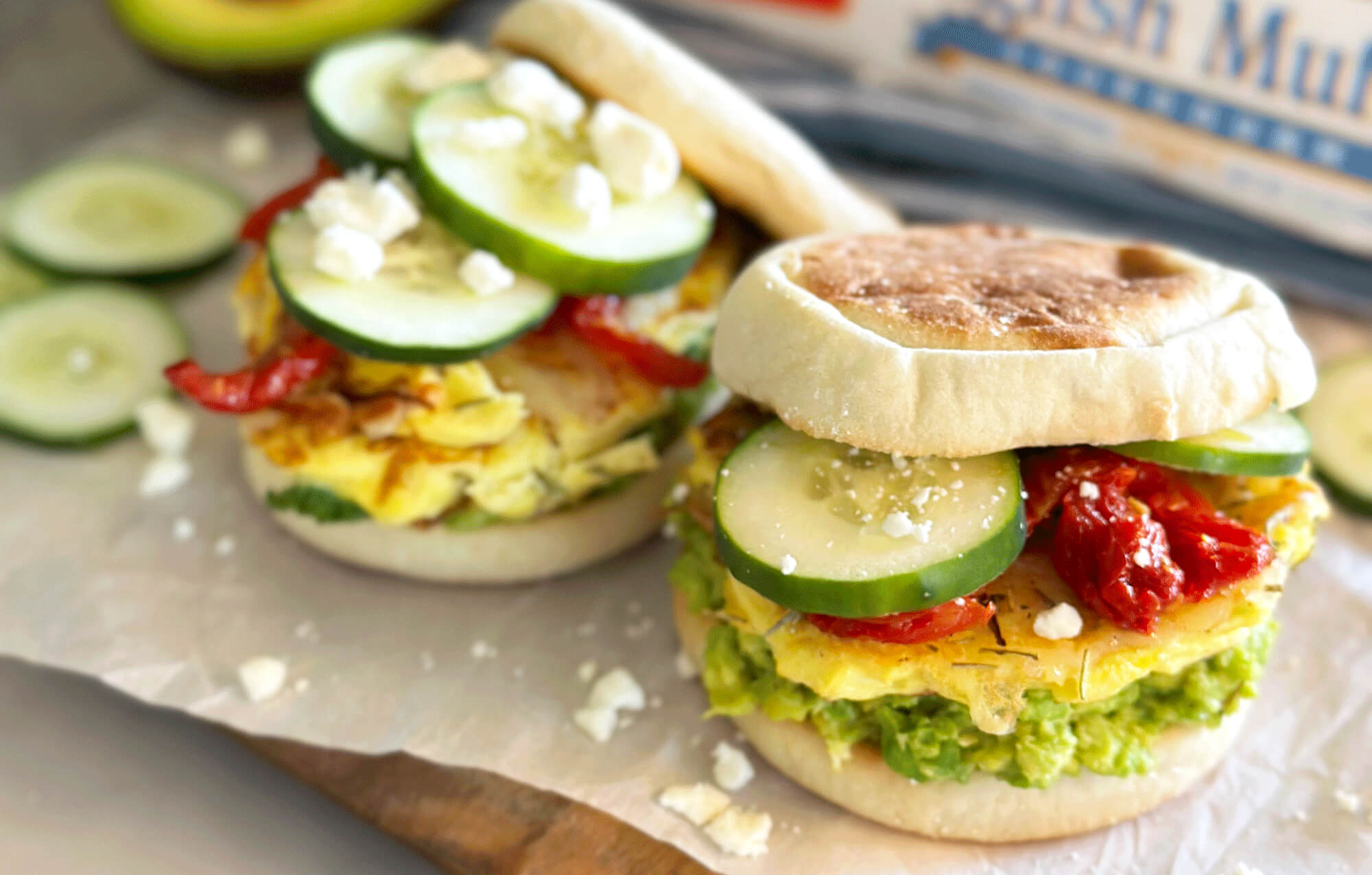 BAYS WITH CUCUMBER TOMATO EGGS AND AVOCADO SPREAD